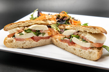 Caprese Panini stacked with layers of ingredients of delicious food for this meal