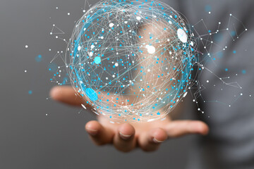 Digital technology background. Network connection dots and lines.