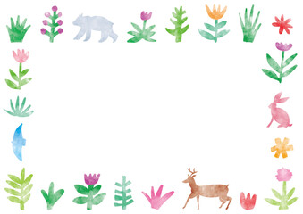 森_フレーム_水彩