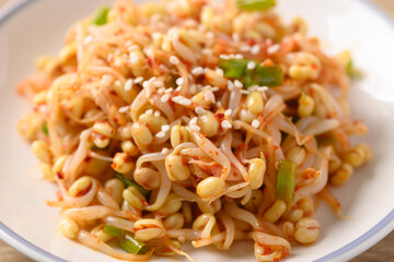 Korean spicy mung bean sprouts salad (Kongnamul Muchim), Korean Food Side Dish