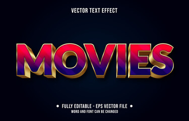 Editable text effect - Movies gradient modern style

