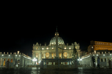 Fototapeta na wymiar Piazza San Pietro night scene, Vatican city, Rome