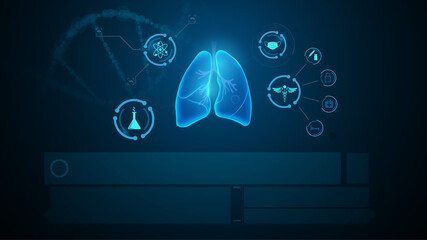 medical health care lung respiratory system scanning detecting virus virtual doctor HUD UI concept design eps 10 vector