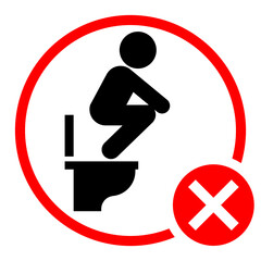 Warning toilet vector sign isolated on white background, do not step on the toilet seat symbol