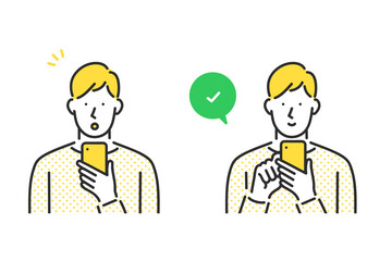 スマホのチェックをしている男性のイラスト素材