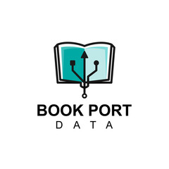 Simple, modern and unique data logo by combining a book and port connector as a cloud data. Suitable for education technology or business marketing, computer and good for any other industry.