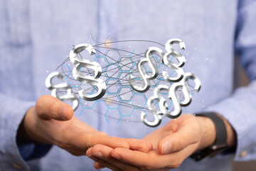 Law paragraph digital hologram background 3D rendering
