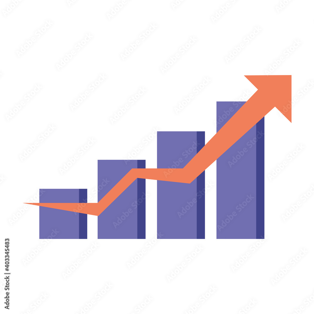 Poster infographic increase arrow on bars chart vector design