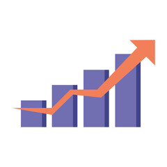 infographic increase arrow on bars chart vector design