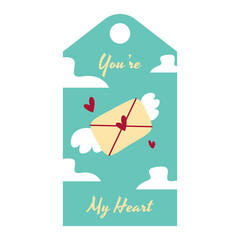 cute drawn valentine's day label