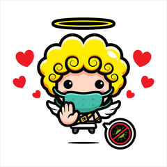 cute cupid character designs wearing masks