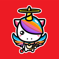 design the cute unicorn character to be a cupid