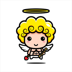 cute cupid character design with muscular body