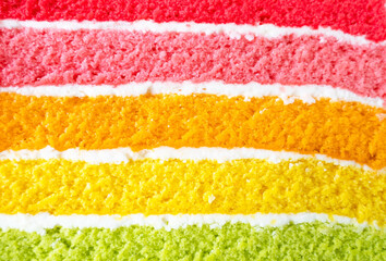 Closeup texture layer of Rainbow cake .Delicious rainbow cake . - 403348618