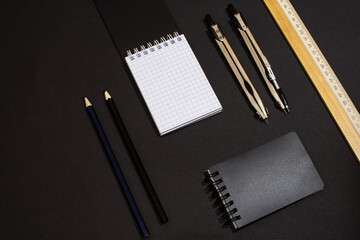set of stationery and drawing supplies