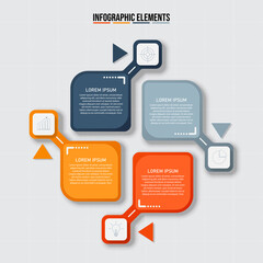 Colorful infographic elements template, Business concept with 4 options, steps or processes and marketing can be used for workflow layout and presentation.