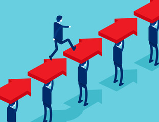 Group of business people create a way for leader