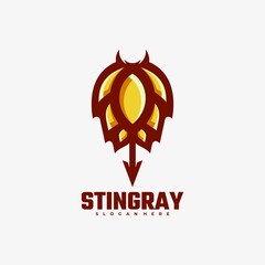 Vector Logo Illustration Stingray Simple Mascot Style.