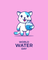 Cute cat on world water day