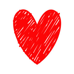 Hand drawn red heart doodle icon