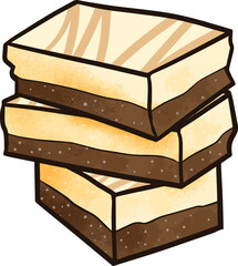 A pile of yummy chocolate vanilla cookies in doodle style