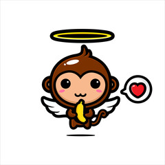 design the cute monkey character to be a cupid