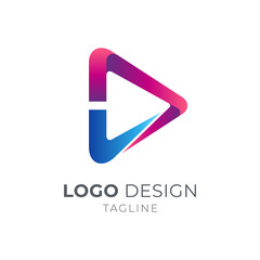 Good media logo. Media play and check mark with simple logo concept