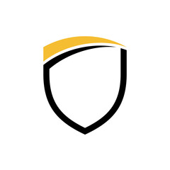 Simple shield flat logo template. Shielding vector icon - obrazy, fototapety, plakaty