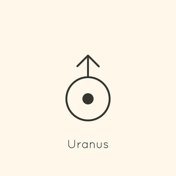 Uranus Planet Symbol Icon in Minimal Liner Trendy Style. Vector Astrological Sign for Logo, Tattoo, Calendar , Horoscope.