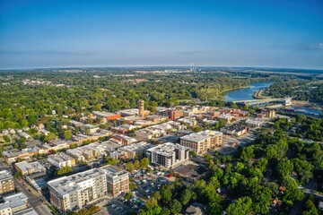 Fototapeta na wymiar Aerial View of Lawrence, Kansas and its State University