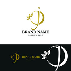 Golden Luxury Initial letter j on circle leaves for cosmetic, restaurant, boutique, hotel logo concept vector