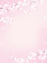 Fototapeta na wymiar 桜とキラキラピンクの背景素材（縦長）