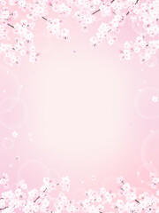 桜とキラキラピンクの背景素材（縦長）