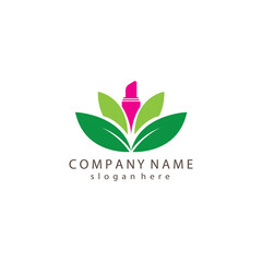 cosmetic logo illustration leaves with color design vector