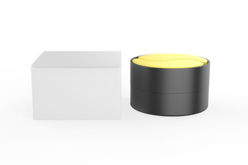 Cosmetic jar with packaging box mock up isolated on white background - 3d illustration