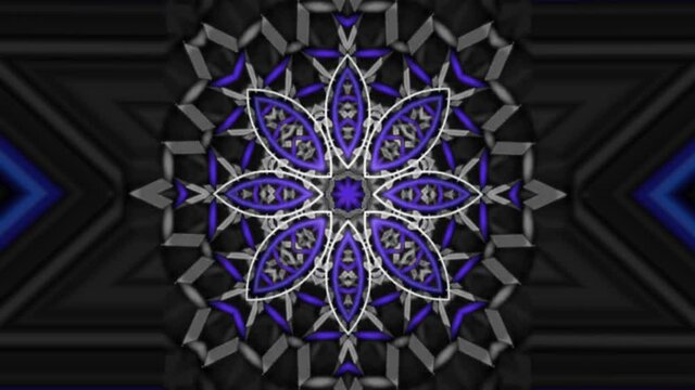 blue and white fractal blue star on black fabric mosaic premium