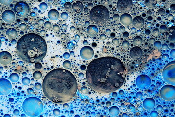 acrylic bubbles abstract background blue color.Wallpaper pattern. Fluid art texture. 