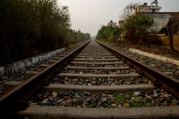 Fototapeta premium railroad tracks in the morning