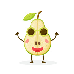 Cartoon Illustration of a Pear. Cute Fruit Mascot.