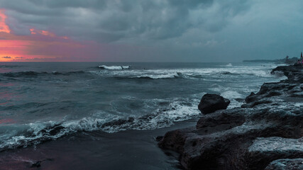 Moody dark low light Sunset on Bali Island - Canggu, Indonesia