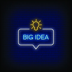 Big Idea Neon Signs Style Text Vector