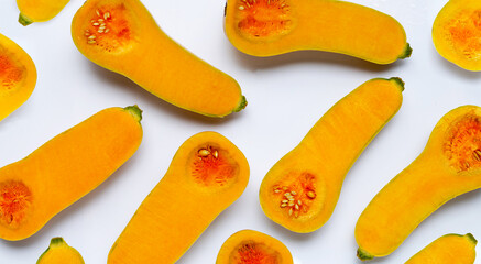Butternut squash on white background.