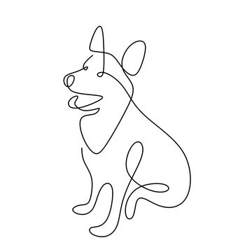 recommend clip art: Hound dog hand drawing continuous line on white background. A cute dog is sitting on the ground single one line art minimalism style. Wildlife animals concept. Vector pet design illustration