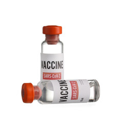 Vaccine for immunization against COVID-19 on white background