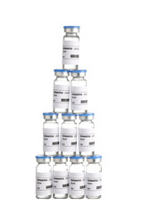 Vaccine for immunization against COVID-19 on white background