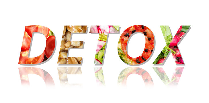 Food and word detox on a white background