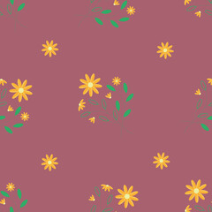 Floral pattern. Bouquet of orange marigold flowers. Seamless endless pattern. For textiles, prints, decoration. Vector illustration. Flat style.