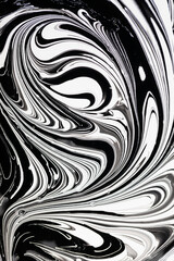 Fototapeta premium abstract black and white pattern. swirls on liquid glossy paint surface