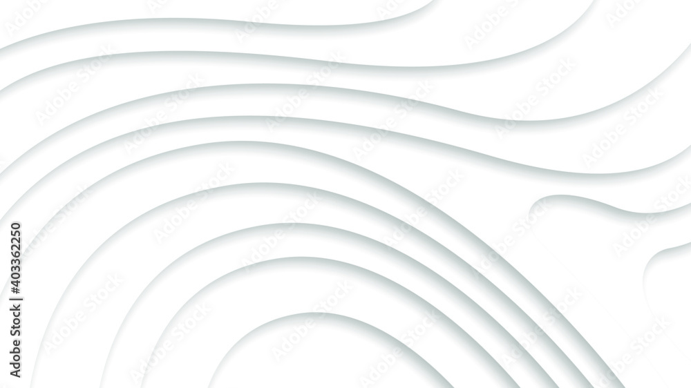 Poster white abstract wavy paper cut background with shadows, vector. modern design objects