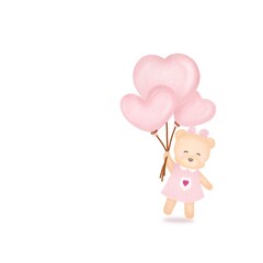 girl bear with pink balloon